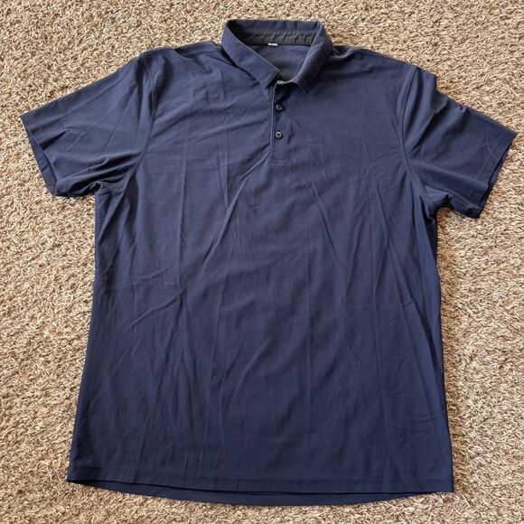 lululemon athletica Other - Lululemon Men's Navy Blue Textured Polo Shirt Short Sleeve Athletic Fit Stretch
